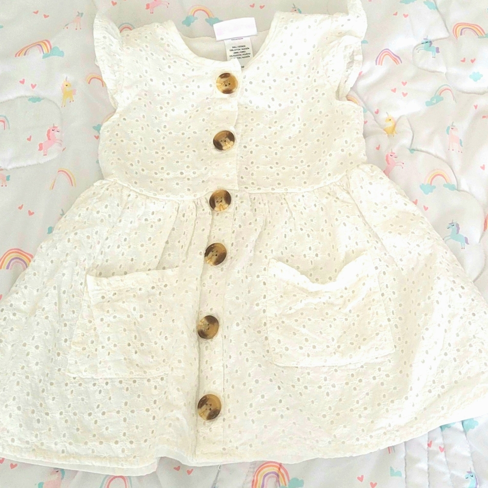 Eyelet Baby Dress with Buttons 24M